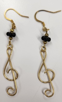 Earrings - Beaded Drop - Treble Clef - GF