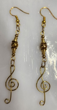 Earrings - Beaded Drop - Treble Clef