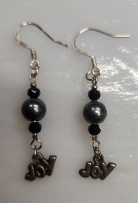 Earrings - Word Charm - BK Pearl