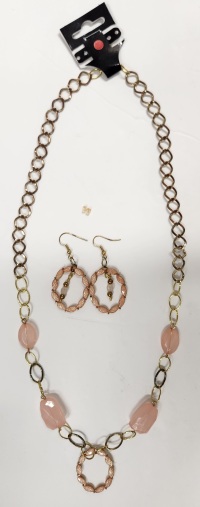 Set - Necklace and earring - Pink Ovals