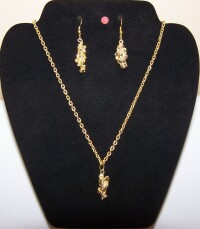 Set - Necklace and earrings - Faux Gold Nugget