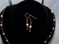 Necklace and Earring Set - Beaded Copper