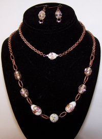 Beaded Copper Necklace, Bracelet, Earring Set