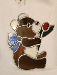 Suncatcher - Bear - Brown With Blue Bow