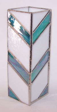 Vase - Geometric - White/Aqua