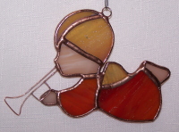 Ornament - Angel With Horn, Red tones