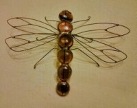 3D Ornament - Dragonfly - Nugget & Wire - Lt Burgund