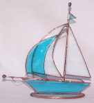 Sailboat - Freestanding - Aqua & White