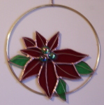 Suncatcher - Poinsettia In 8" Hoop - Red