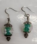 Earrings - Beaded Drop - Lampwork PK GR CL
