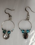 Earrings - Charm - Sand Dollar on beaded hoop