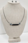 Set - Necklace and earring - BK and Silver