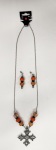 Set - Necklace and Earrings - Orange Cross