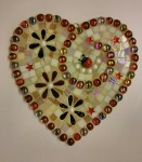 Mosaic Red Flowered Heart