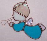 Ornament - Angel With Horn, Aqua