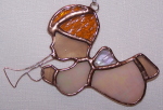 Ornament - Angel with Horn, Cream Iridized