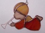 Ornament - Angel With Horn, Red tones