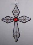 Ornament - Cross - White with Black Heart Shaped Overlay